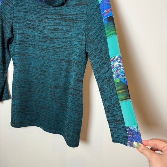 Joseph Ribkoff Colorblock Blue Pullover Asymmetrical Cowl Neck Sweater Canada 6 - Picture 4 of 8